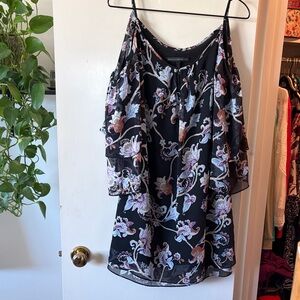 Chic Black Floral Women's Blouse